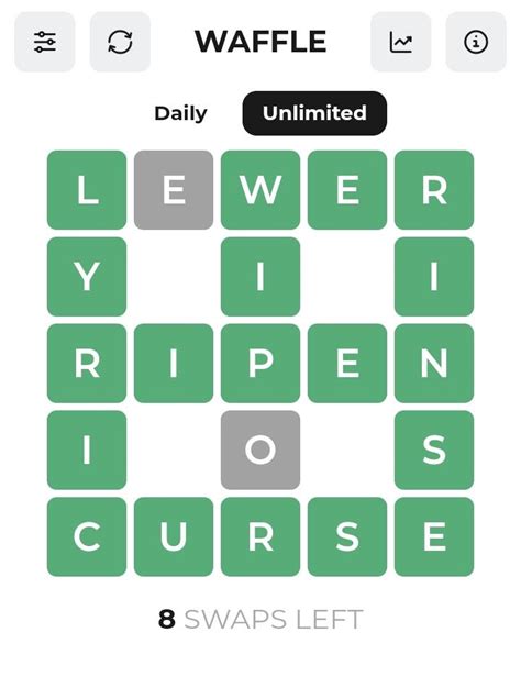 solved waffle in 8 moves (7 swaps left) : r/wordle .
